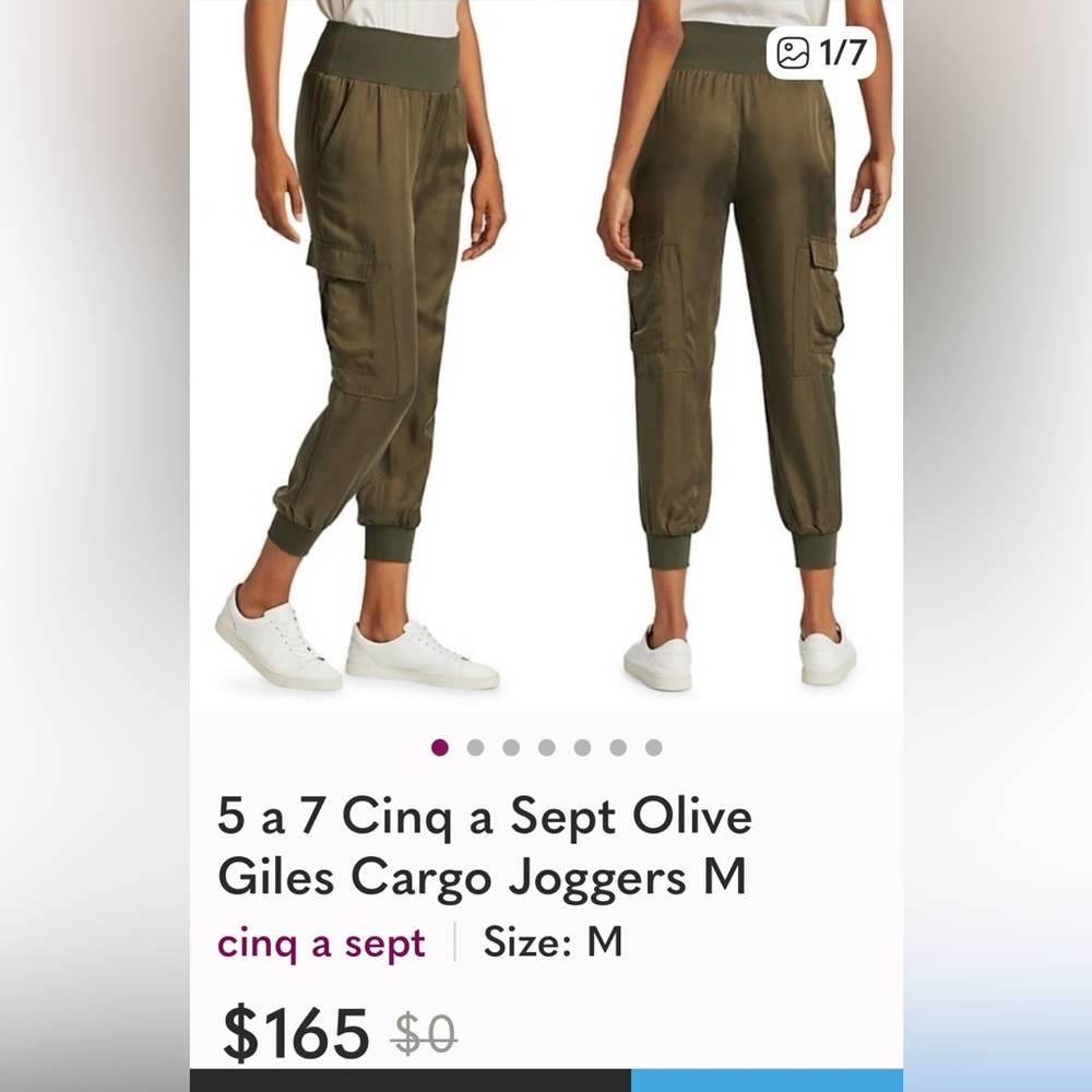 5 a 7 Cinq a Sept Olive Giles Cargo Joggers M
